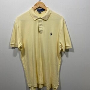 Polo by Ralph Lauren Mens Polo Shirt M‎ Yellow Pony Logo Short Sleeve Casual Top